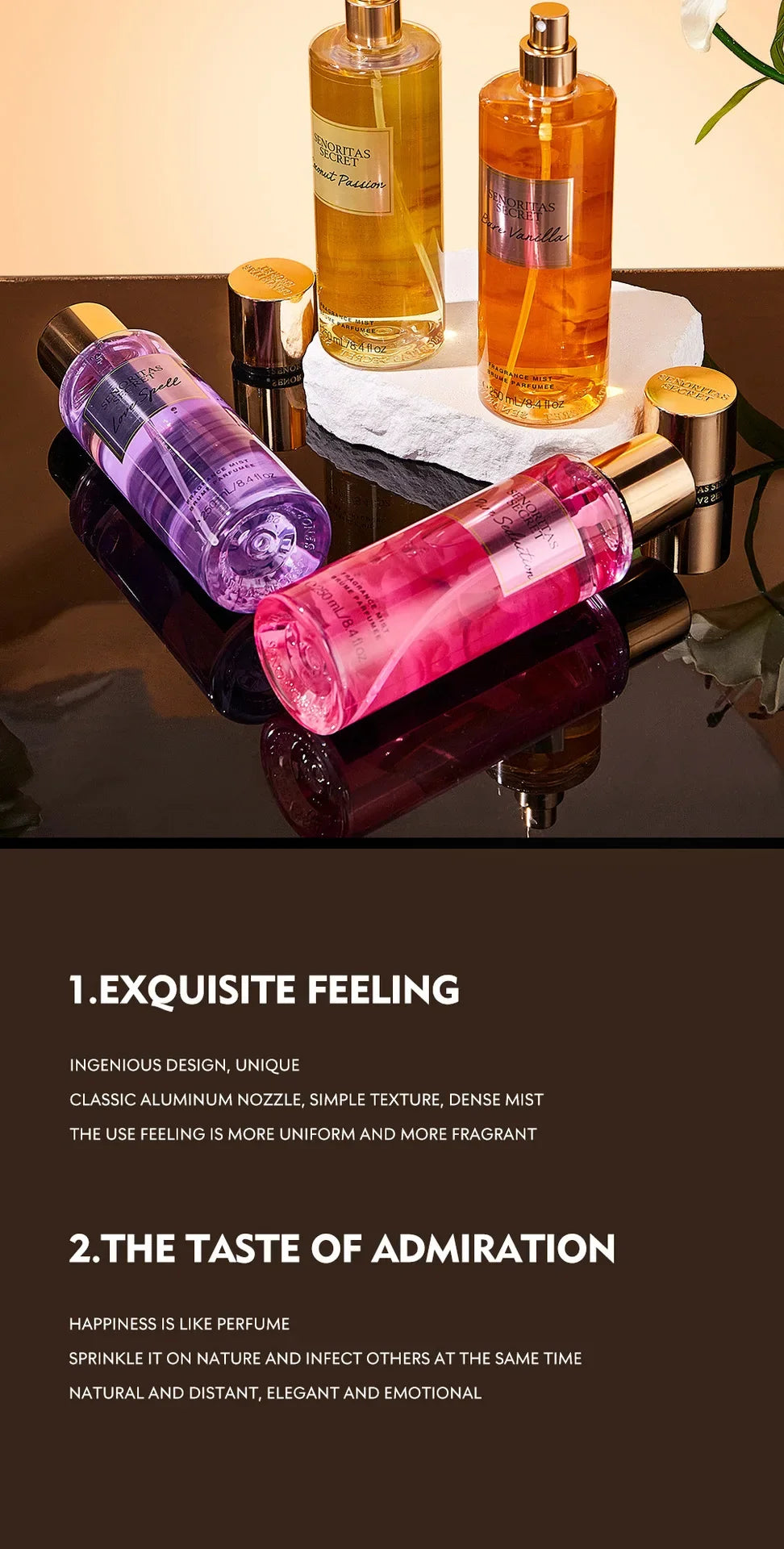 Body Spray Women's  Fragrance Floral and Fruit Tone Lasting Fragrance Thailand's 250ml