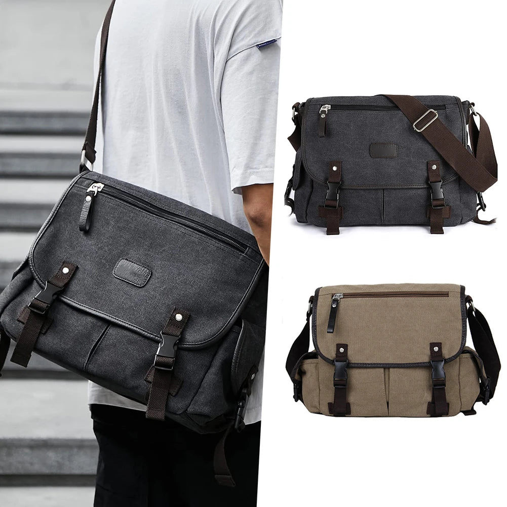 Vintage Laptop Shoulder Bag Multi Pockets Satchel Handbags Water Resistant 14 Inch Laptop Pouch Adjustable Strap for School Work