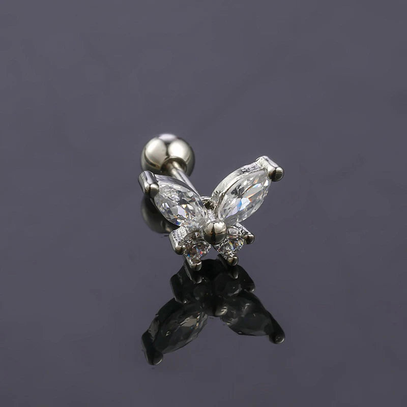 1Pcs Butterfly Earring for Women Ear Bone Nail Cartilage Earring Spiral Stud Earring Body Jewelry Gifts