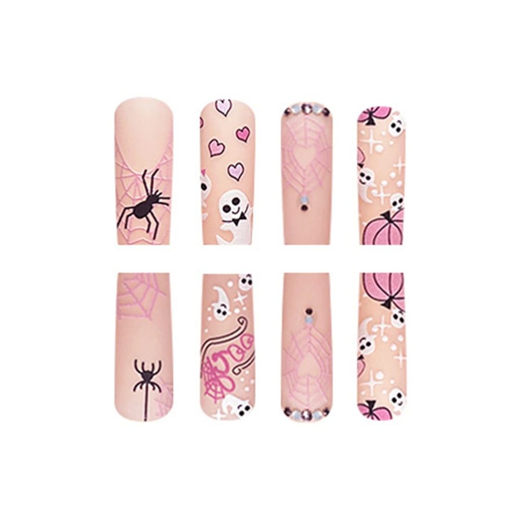 Ultra-long Matte False Nail Halloween Ballerina Square Nail Tips Artificial Nail For Lady Beauty Nail Makeup Fashion Nail Art