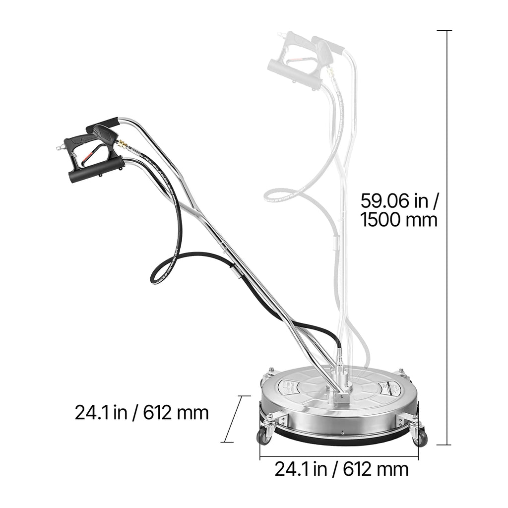 SucceBuy Pressure Washer Surface Cleaner PE/Stainless Steel Pressure Washer Attachments with 4 Wheels for Concrete Patio Deck