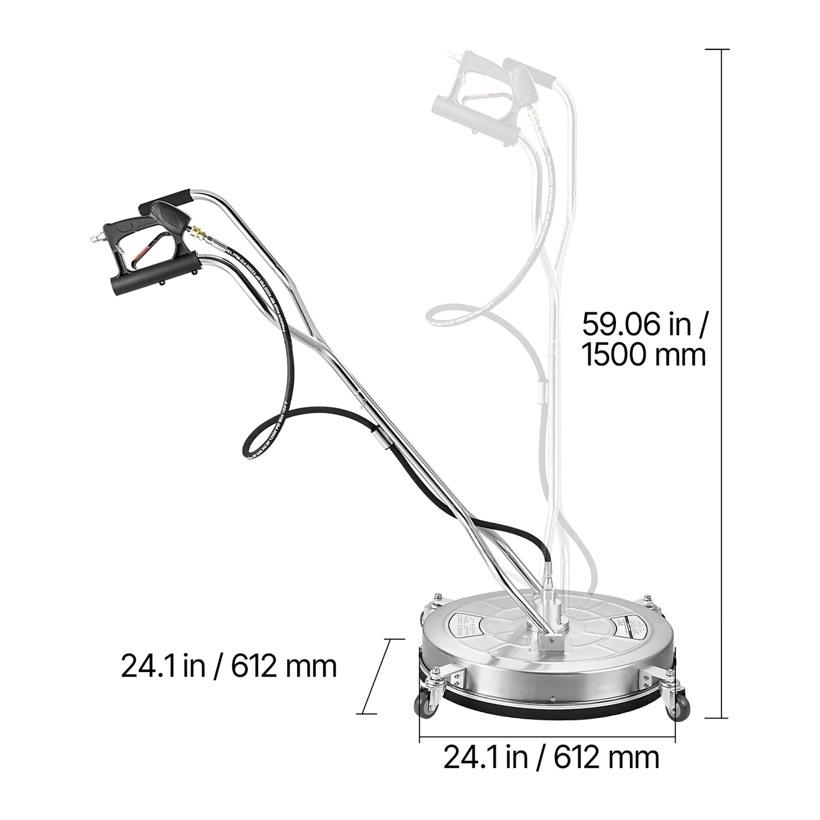 SucceBuy Pressure Washer Surface Cleaner PE/Stainless Steel Pressure Washer Attachments with 4 Wheels for Concrete Patio Deck