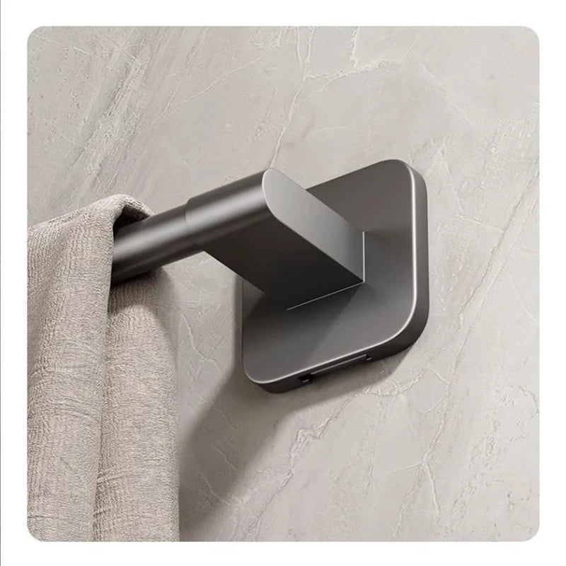 Towel rack modern space aluminum non-perforated wall mounting shelves bathroom towel rack single rod toilet storage hanger
