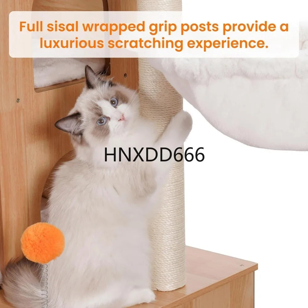 Cat Tree with Litter Box Enclosure for Indoor Big Cat,