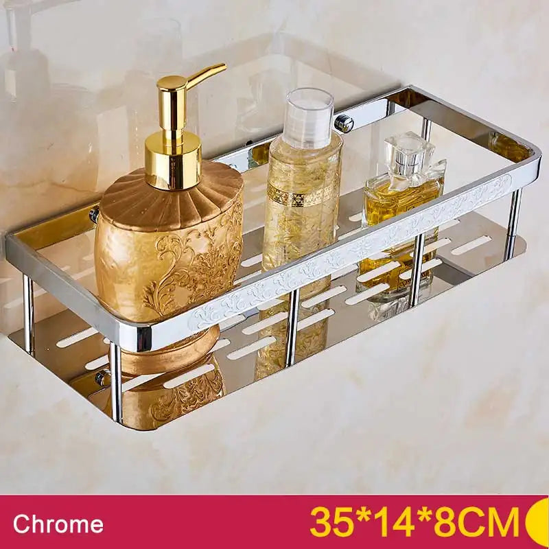 BAKALA Brass Bathroom Accessories Corner Shelf  Finished Wall Mounted Bath Shower Caddy Storage Holder BR-6716