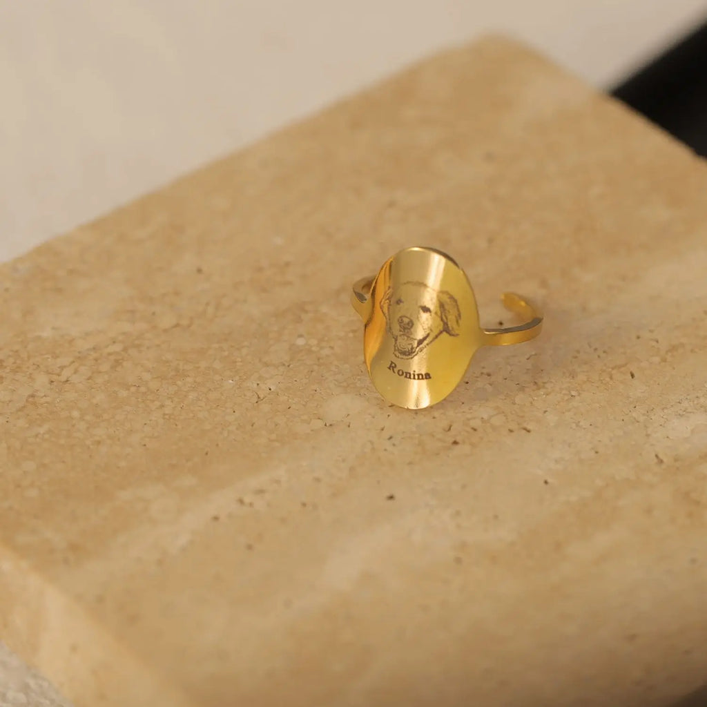 Open Adjustable Pet Avatar Photo Name Ring High Quality Stainless Steel Oval Women's Jewelry Christmas Meaning Gift For Women