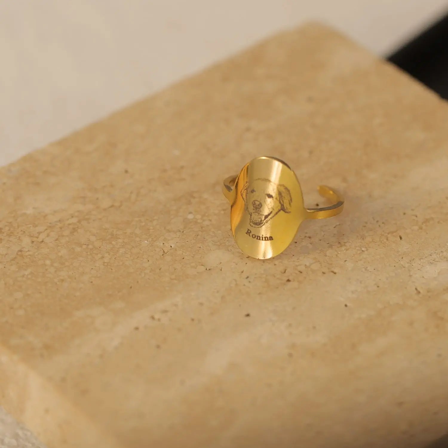 Open Adjustable Pet Avatar Photo Name Ring High Quality Stainless Steel Oval Women's Jewelry Christmas Meaning Gift For Women