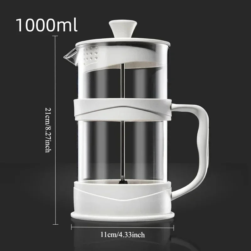 350/800/1000ml French Press Coffee Pot Multifunctional Home Hand Punch Pot Transparent Glass Coffee maker Coffee Accessories