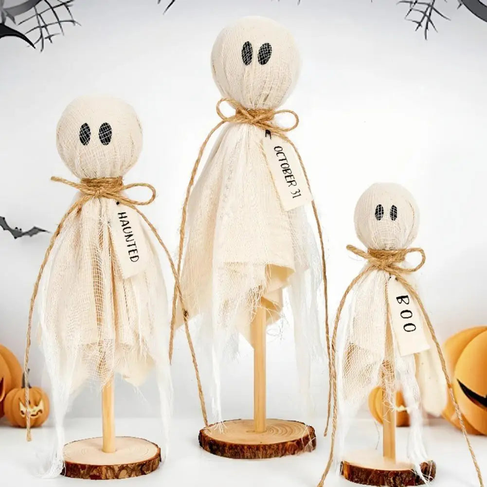 Fun Halloween Decorations Halloween Decor Set of 3 Wooden Ghost Ornaments Adorable Halloween Decorations with Fabric for A