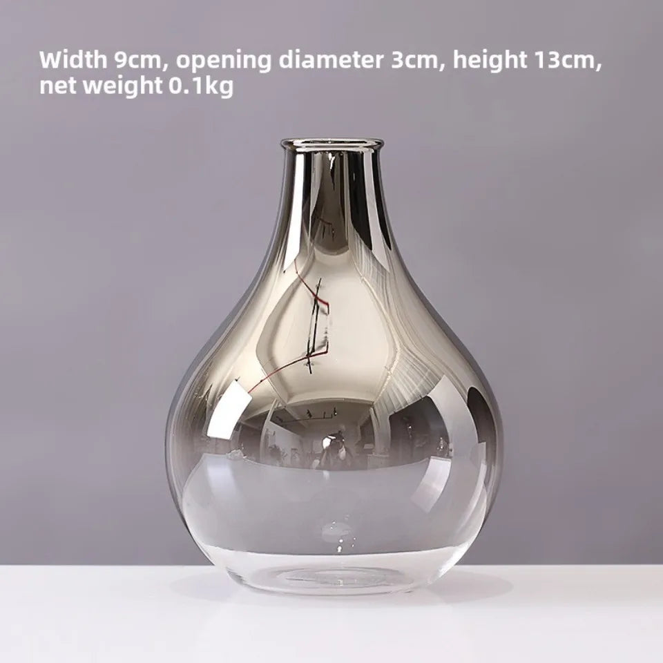 2025 New Brand Nordic Glass Vase Creative Silver Gradient Dried Insert Desktop Terrarium Jewelry Decoration Plant Holder