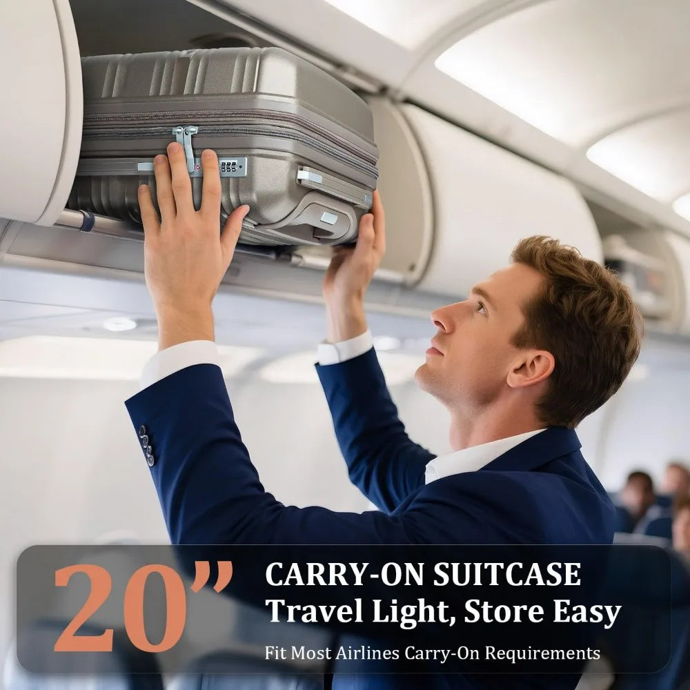 Luggage Set 4 Piece with Spinner Wheel, TSA Approved Expandable Hardshell Suitcase, Lightweight Travel Family Set for Men and Wo