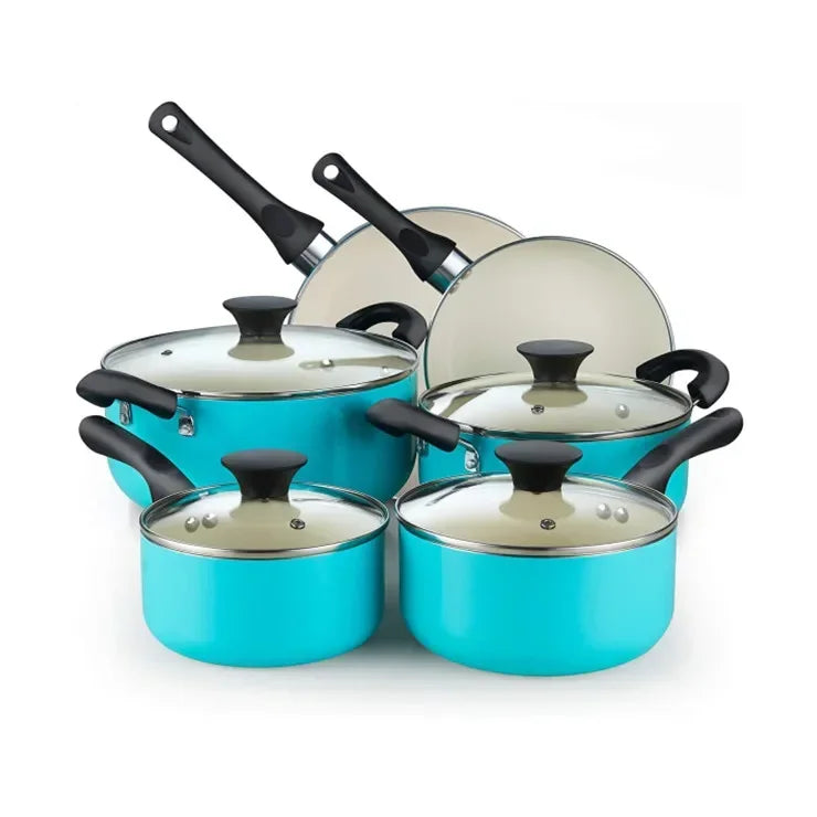 For Ceramic Nonstick Granite Induction Kitchen Cooking Cookware Sets 10 Pcs Pots and Pans Set on sale