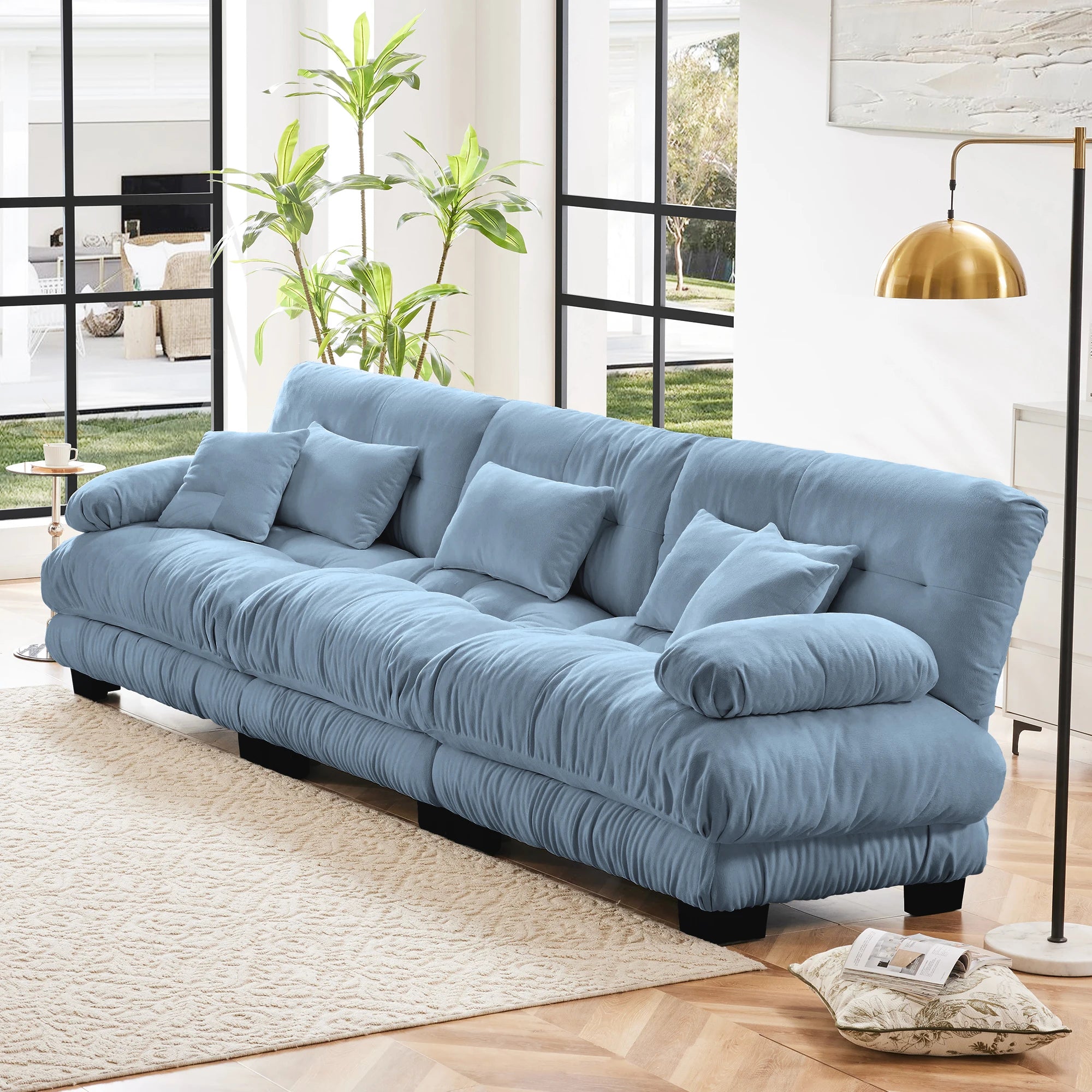 Premium 3 Seats Sectional Sofa Modular Deep Seat Sofa Couch Chenille Upholstered