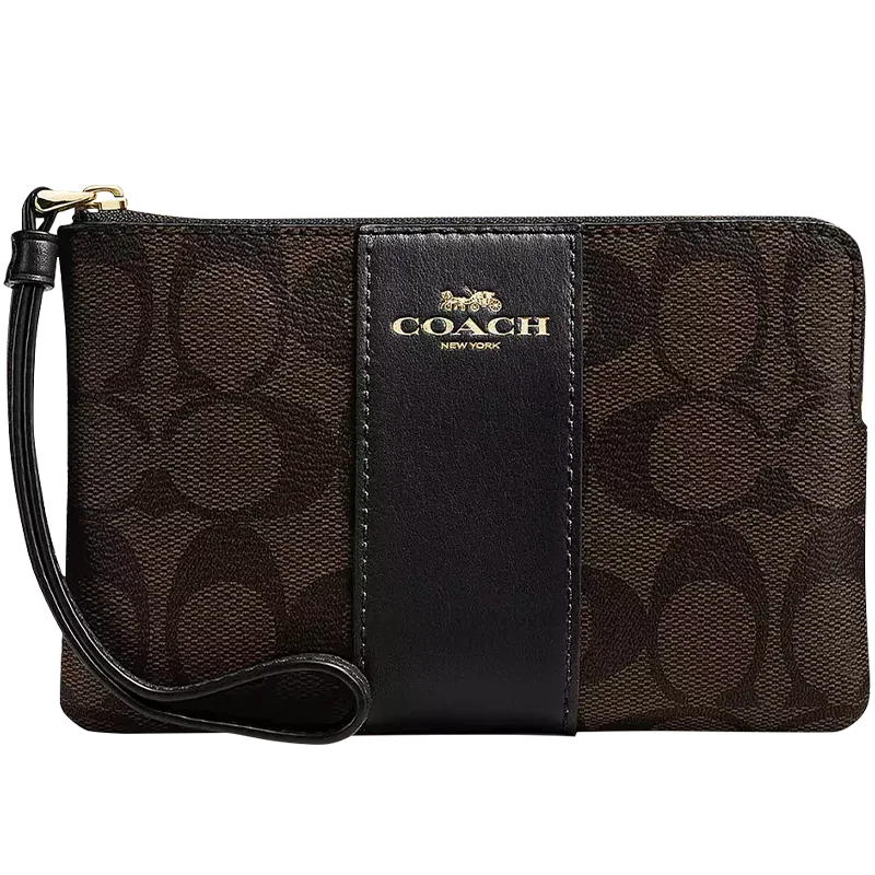 Corner Zip Wallet Wristlet Bag Travel Wallet In Signature Canvas With Stripe,CS602