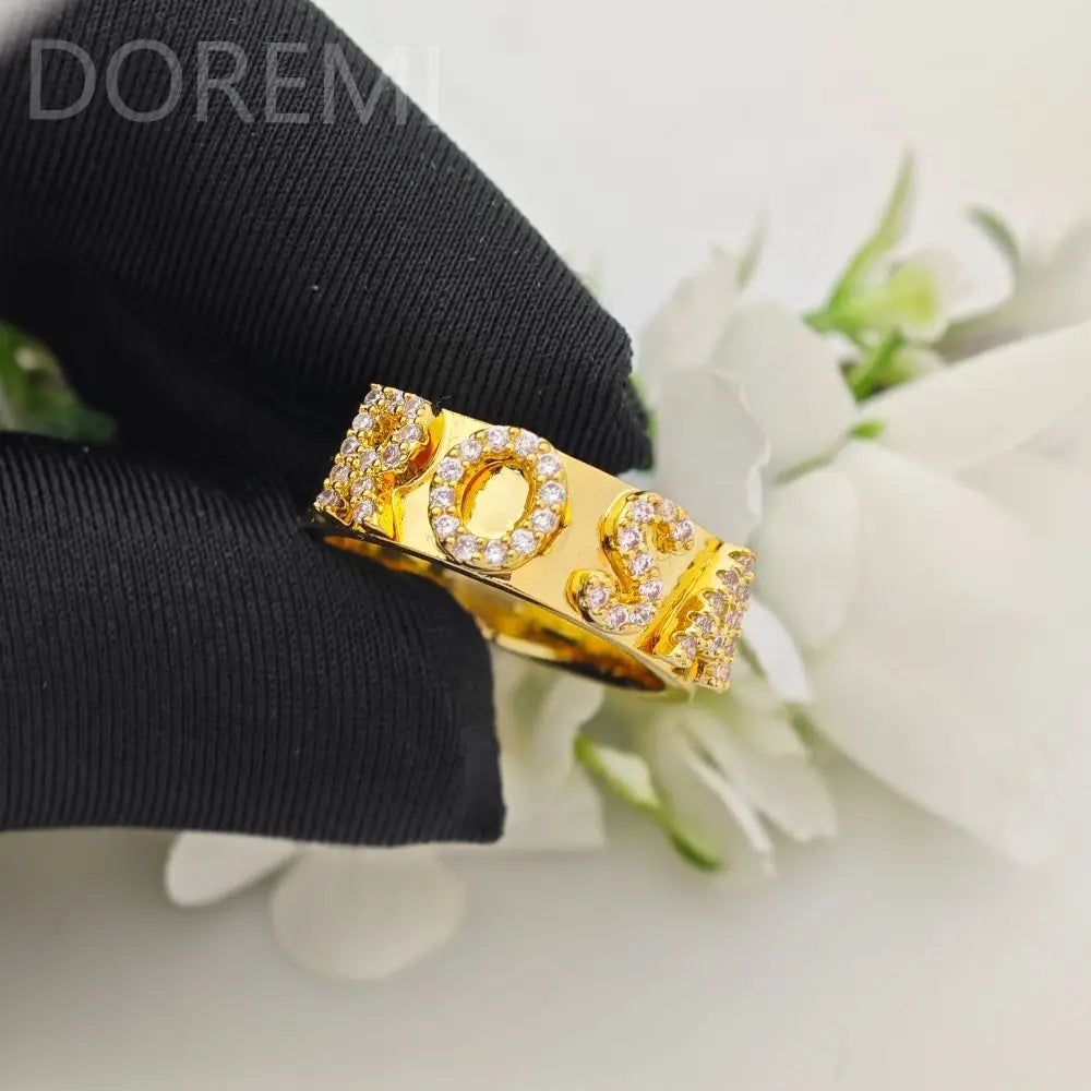 DOREMI 6mm Crystal Letters Ring Seperate Initial Letter Women Rings Dainty Women Gift Personalized Ring