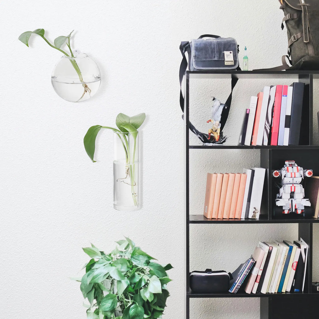 Wall Vases for Flowers, 4 Pcs Planters Hanging Glass Terrariums Propagation Station for Home Office Decor Housewarming Gifts