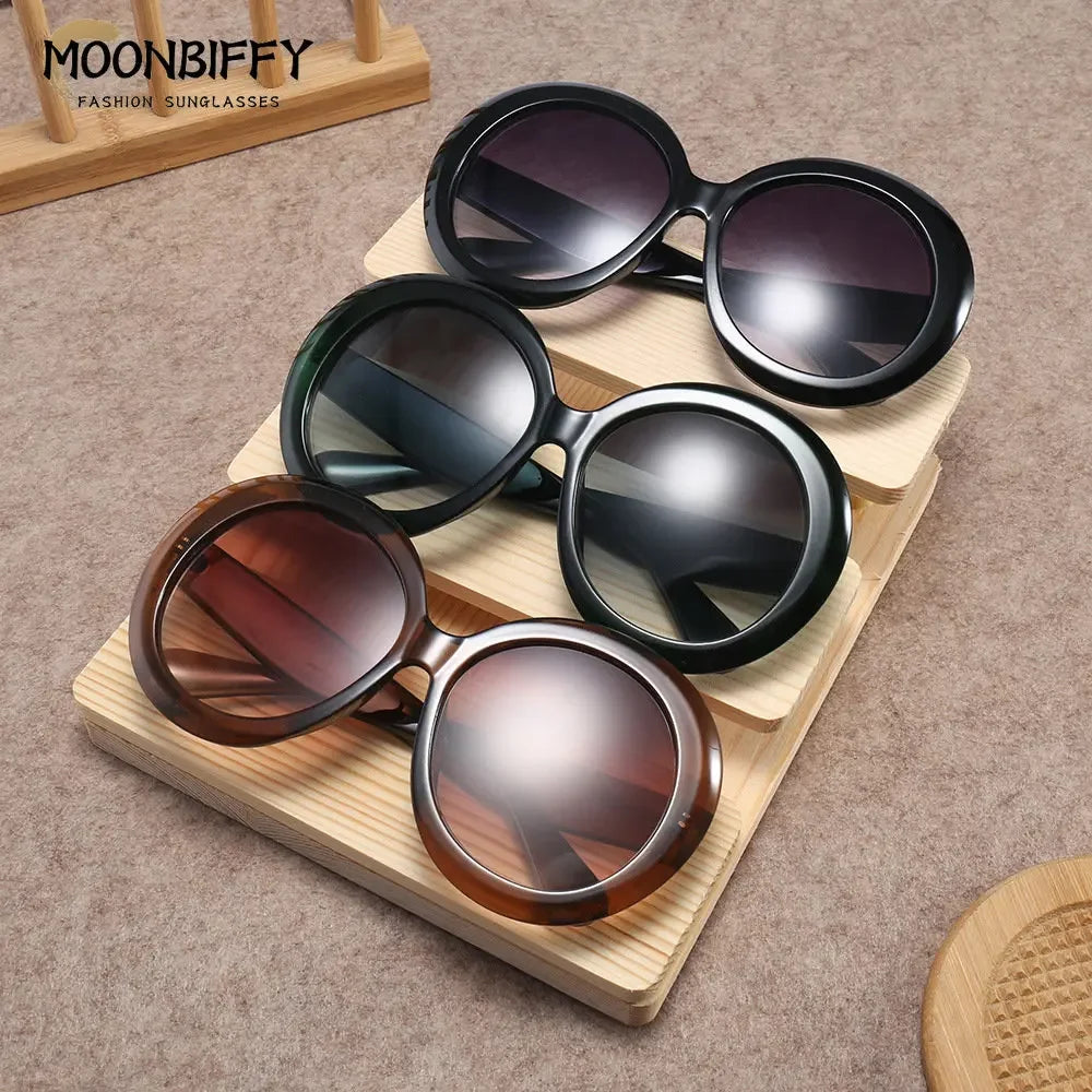 Unisex Big Round Sunglasses Women 2023 New Fashion Retro Oversized Sun Glasses Vintage Gradient Black Shades Luxury Eyewear