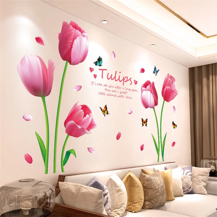 Living Room Flower Background Wall Stickers Bedroom Room Wall Decoration Stickers Wallpaper Self-adhesive Stickers Home Decor