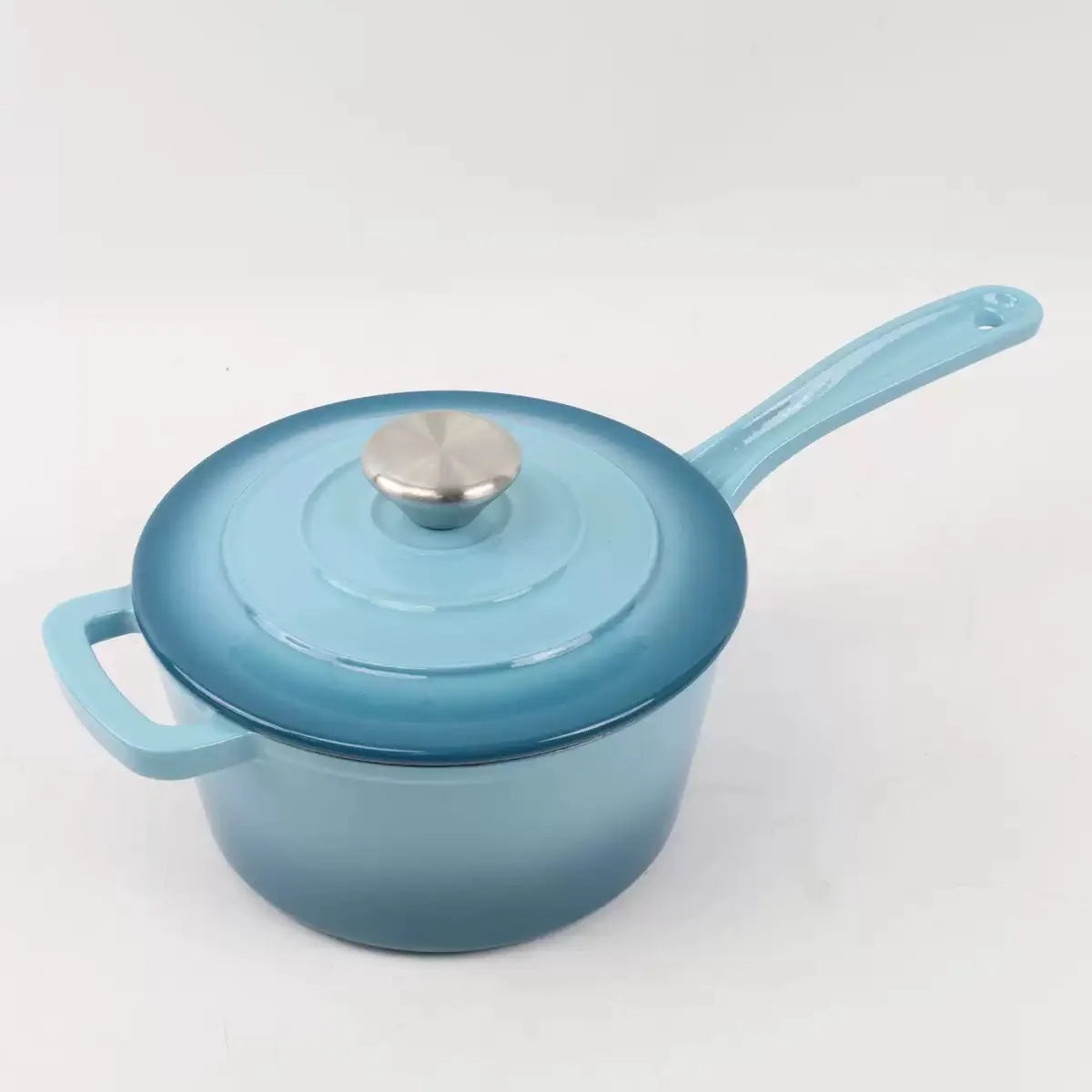 Enameled Cast Iron Saucepan 2 Quart Sauce Pan Nonstick Enamel Coating Pot For Stove Top and Oven Cooking Even Heat Distribution