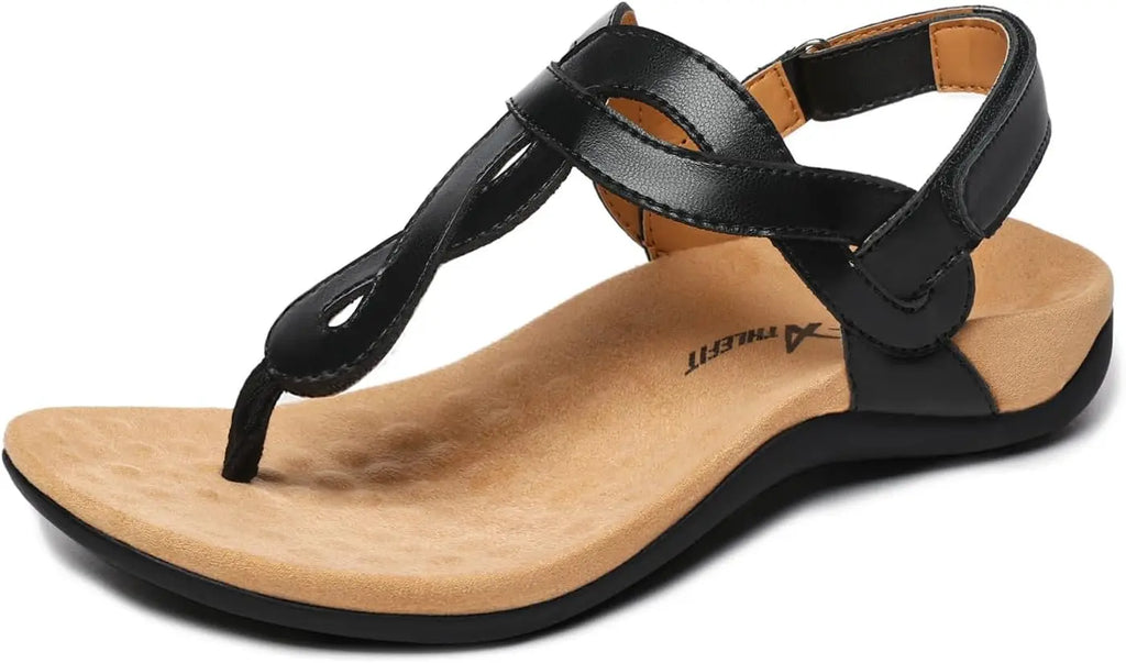 Women's Orthopedic Arch Support Sandals Comfortable Thong T-Strap Orthotic Casual Flat Sandals