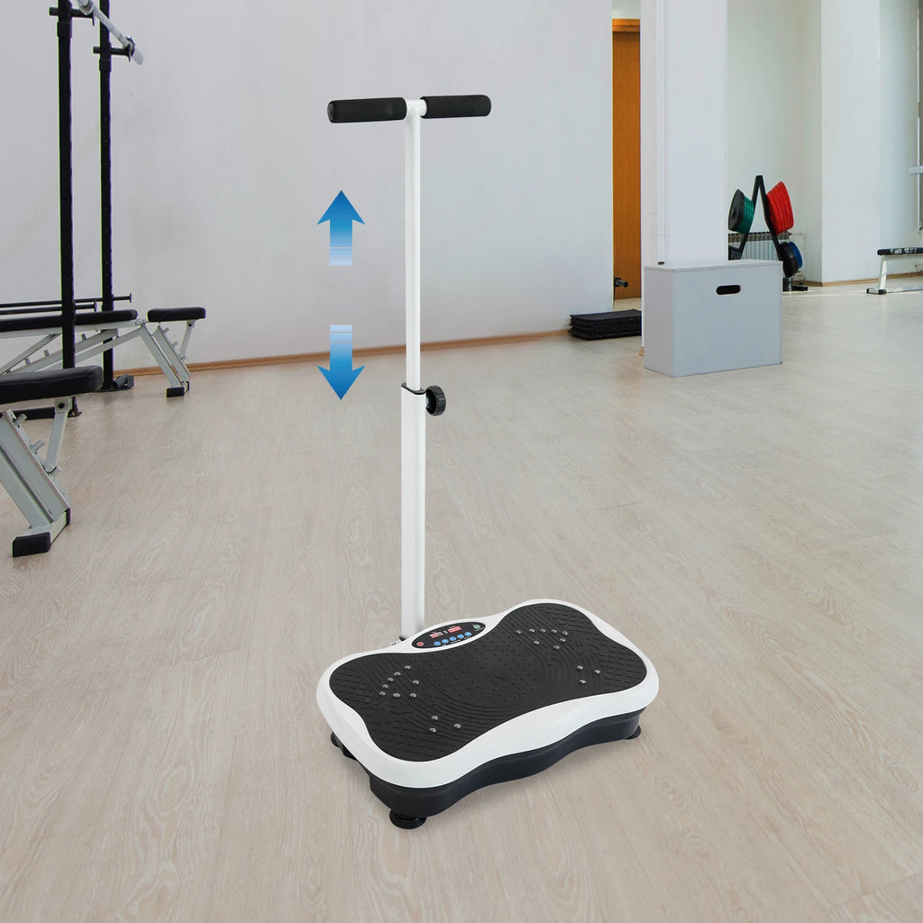 ABS Vibration Plate Exercise Machine,Black White Machine with Handrails Floorstanding Adjustable 72-100cm Modes 10 for children