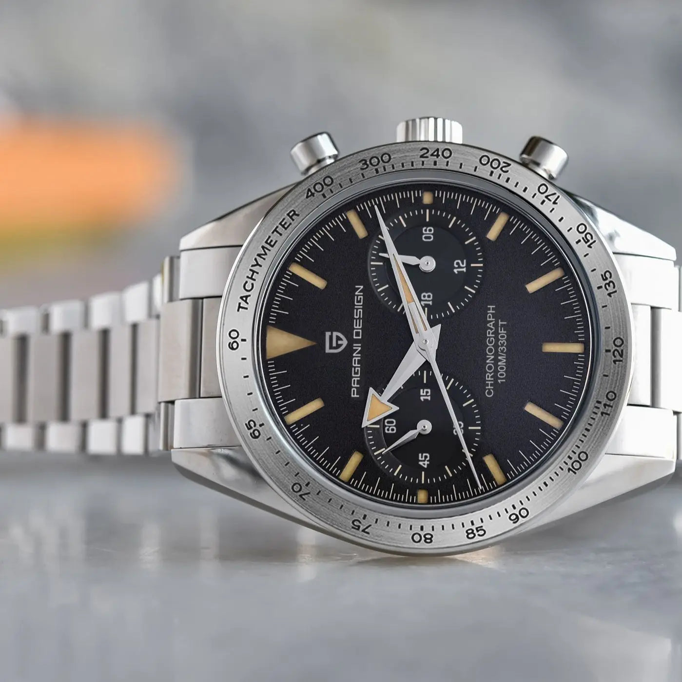 PAGANI DESIGN Retro Wide Arrow Watches Luxury Quartz Watch Men Sport Speed Chronograph Japan VK64 AR Sapphire glass 2024 New