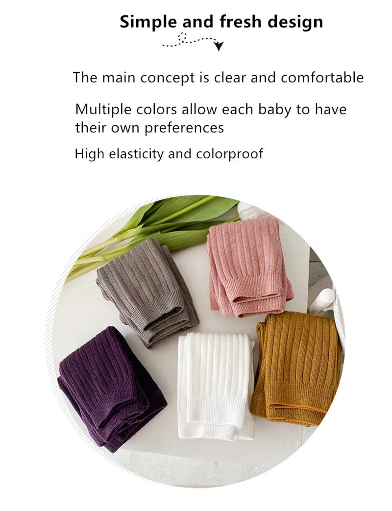 Spring Baby Boys Girls Pants Newborn Girl Leggings Tights Cotton Stretch Kids Children Knitting Trousers For 0 to 6Years