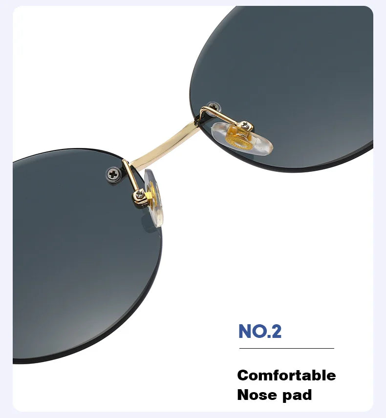 Trendy Sunglasses For Woman Summer Rimless Sunglass Oval Fashion Brand Designer Shades Pink Women's Sun Glasses UV400