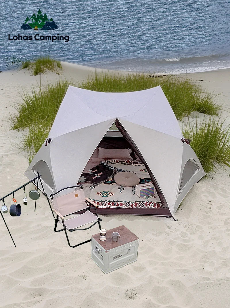 Lohascamping One-touch beach tent Awning tent Outdoor Automatic Quick-opening Tent Rainproof Hexagonal Camping Pop Up Tent Big