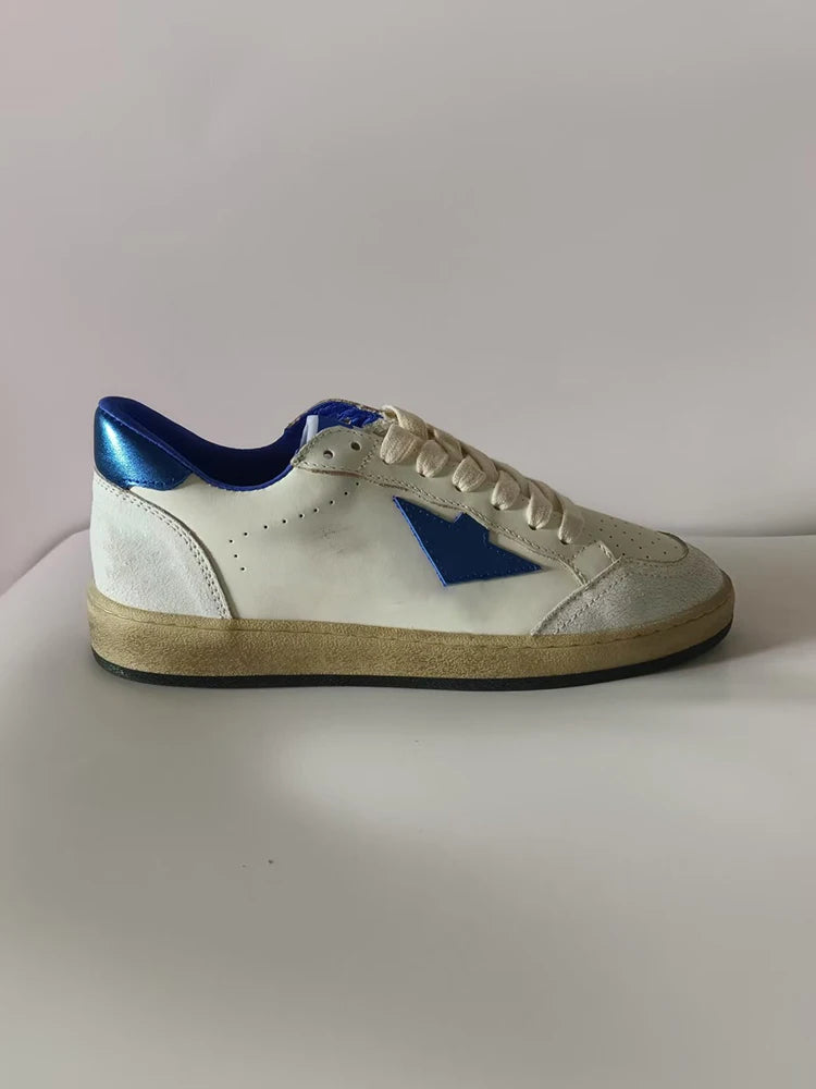 Spring Summer Fashion Daily Casual Low-top Lace-Up Shoes Men's Round Toe Breathable Patchwork Anti-Skid Flat Bottom Sports Shoes