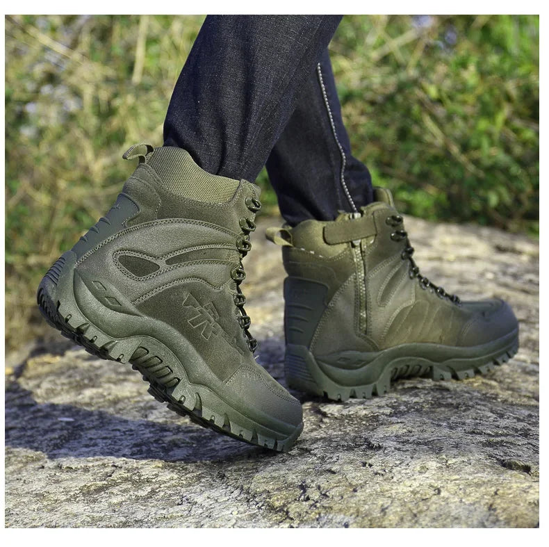Hiking Shoes Men Mid-top Outdoor Thick-soled Ankle Boots Men Comfortable Breathable Anti-slip Casual Sports Shoes Sneakers Men