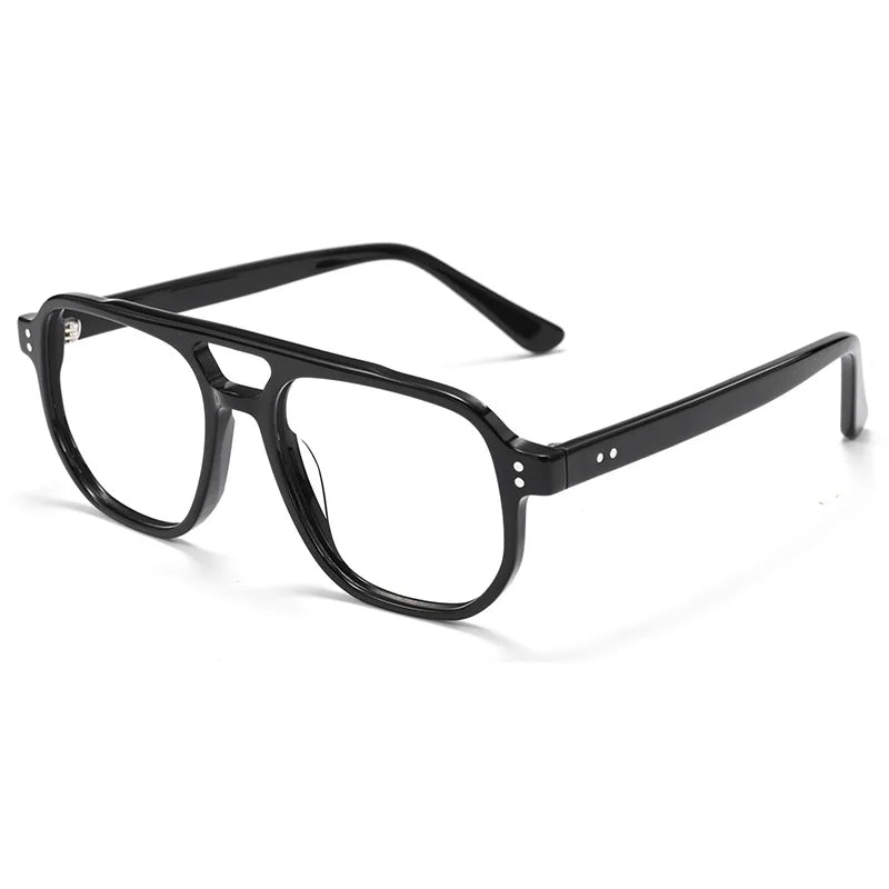 TFTB Fashion Trend Pilot Glasses Men Double Beam Acetate Ultralight Retro Optical Prescription Eyeglasses Frame Women 140mm