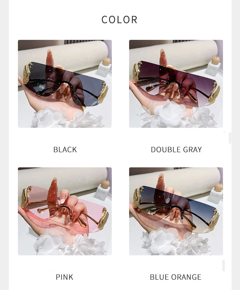 New trendy frameless cut edge integrated sunglasses for street photography, UV resistant sunglasses