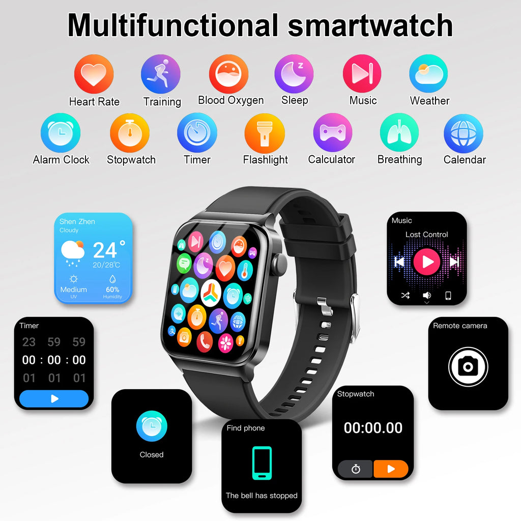 Smart Watch, 1.85" Smartwatch (Answer/Make Call), IP68 Waterproof Fitness Tracker, 100+ Sport Modes, Heart Rate and Sleep Monito
