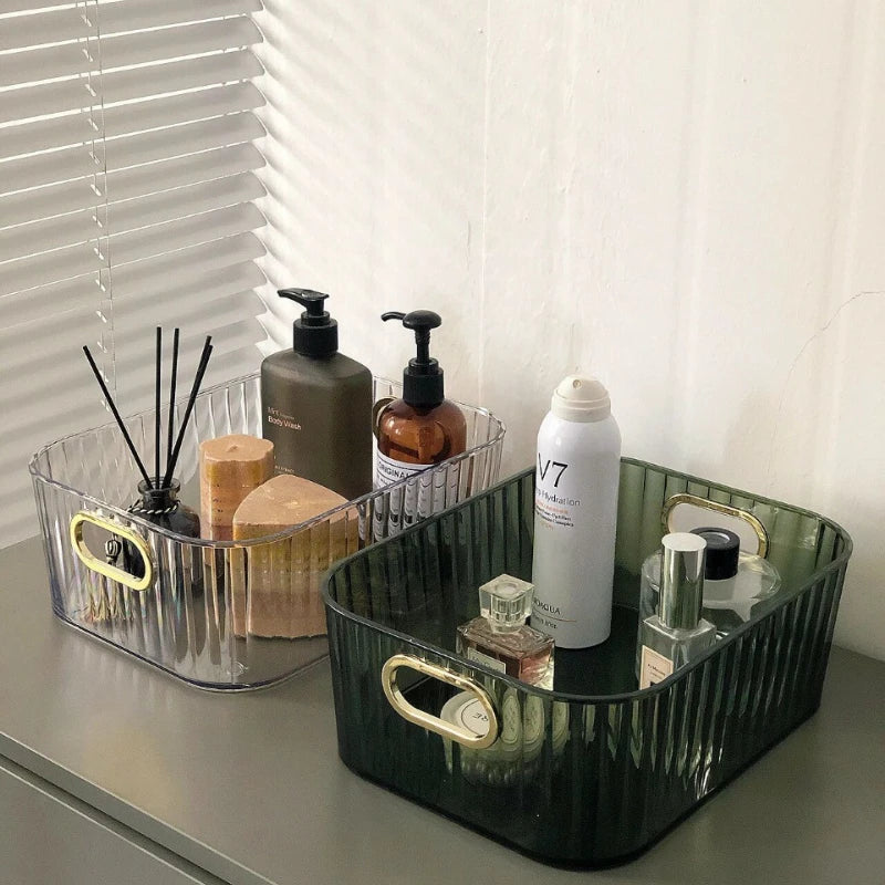 Cosmetics Box Desktop Storage Drawer Stackable Storage Box with Handle Makeup Organizers Basket Poatable Sundries Acrylic Rack