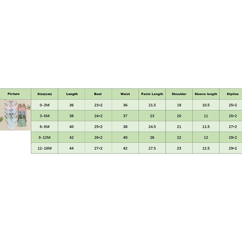 Baby 2 Piece Outfits Summer Striped Short Sleeve Romper and Elastic Shorts Set for Toddler Newborn Girl Boy