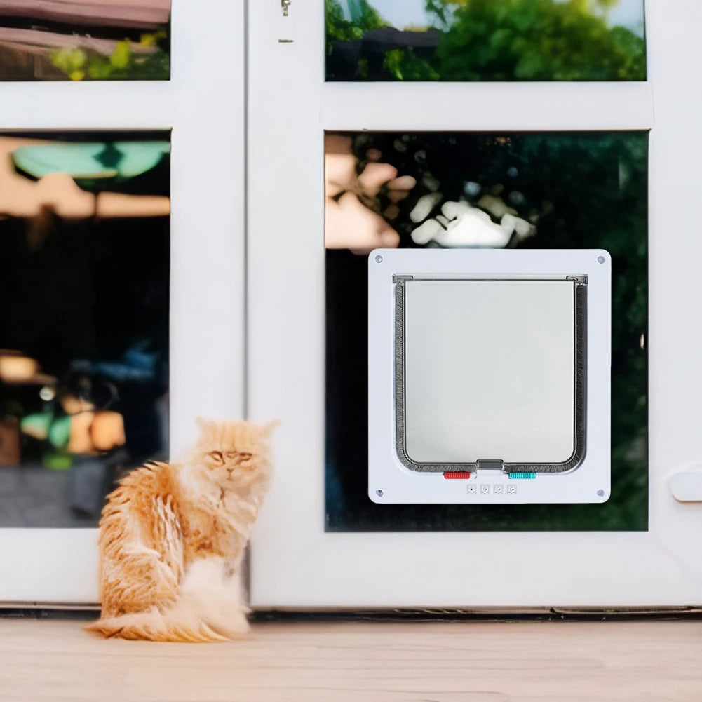 Puppy Kitten Safety In&out Pet Door with 4 Way Security Lock Dog Cat Flap Door Transparent Thin Cat Door Weatherproof Cat Flap