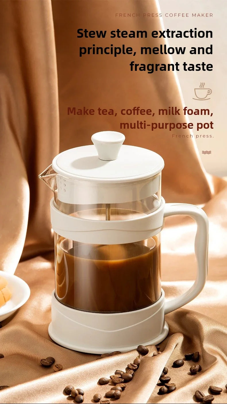 350/800/1000ml French Press Coffee Pot Multifunctional Home Hand Punch Pot Transparent Glass Coffee maker Coffee Accessories