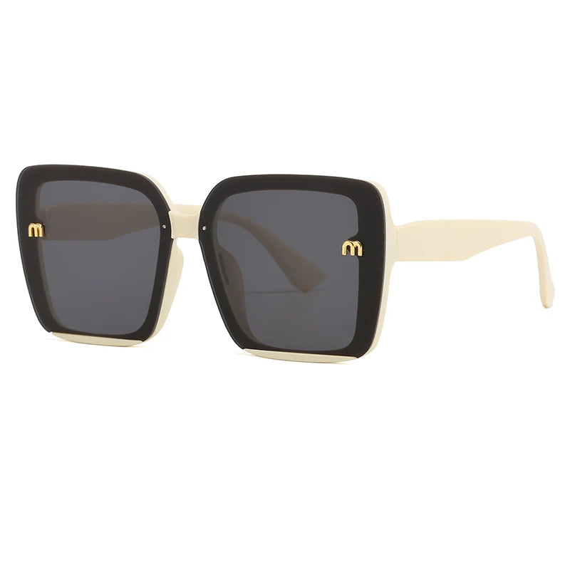 Brand Sunglasses Women's Square Classic Large Frame Fashion Men's Rectangular Letter Design Retro Sun Glasses UV400