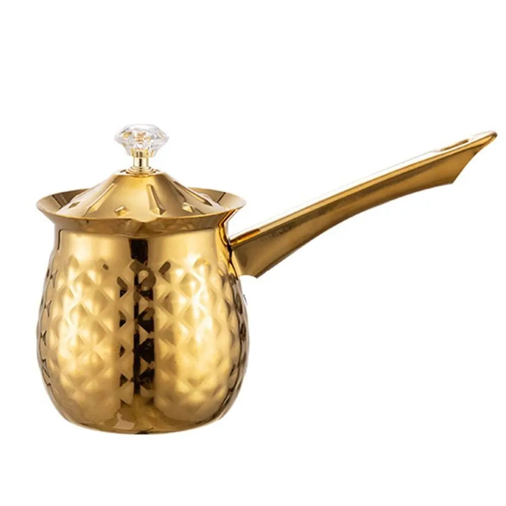 Versatile Handcrafted Turkish Coffee Pot Stable Handle Milk Warmer Lid Stainless Steel Melting Jug Kitchen