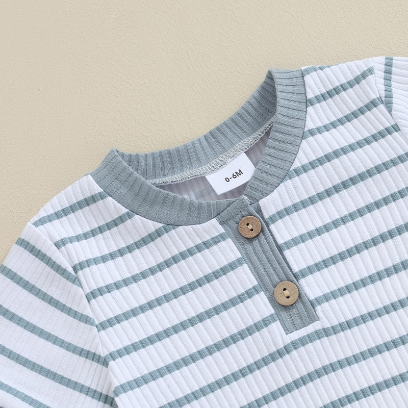 Baby 2 Piece Outfits Summer Striped Short Sleeve Romper and Elastic Shorts Set for Toddler Newborn Girl Boy