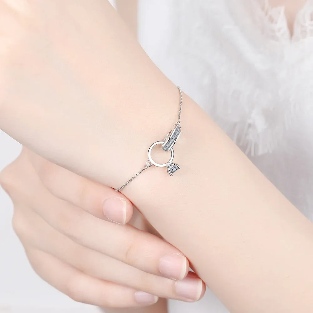 LIhong S925 Sterling Silver Women's Diamond Zircon Bracelet Necklace Wedding Luxury Jewelry Accessories
