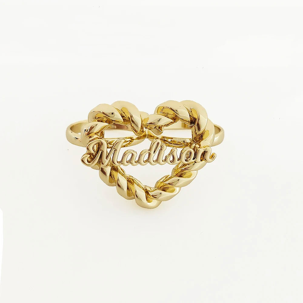 2025 Personalized Heart Shape Name Ring in Multiple Fonts| Twists Heart Name Ring | Custom Words Ring | Personalized Name Rings