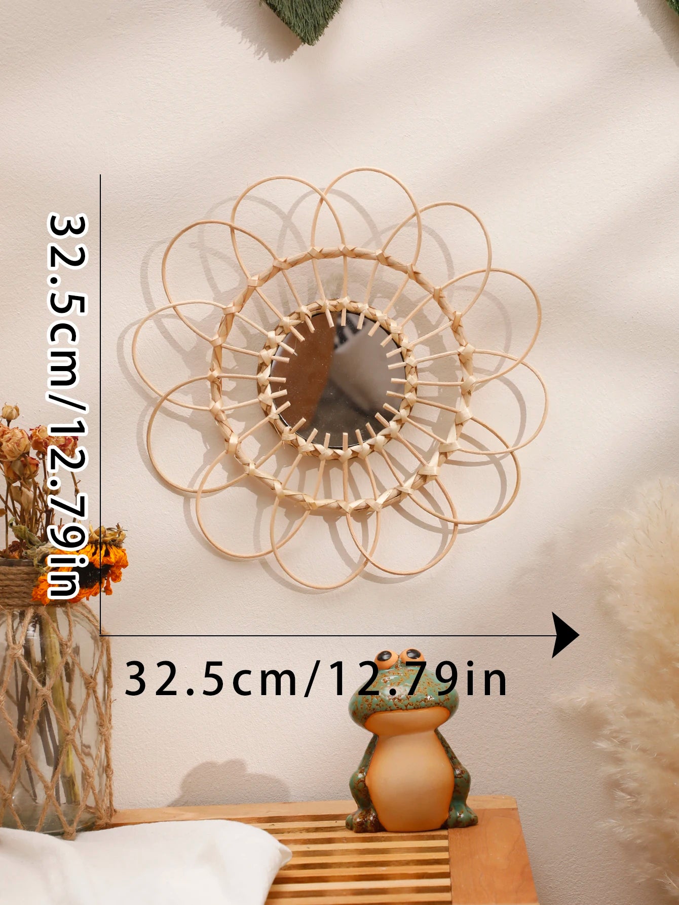 Decorative Mirror Hand Woven Wall Art Wall Mirror Handmade Mirror Wall Decor Room Decors Aesthetic for Bedroom Living Room Gift