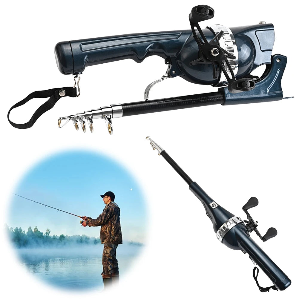 Portable Folding Fishing Rod Telescopic Fishing Pole with Reel Line Travel Rods Carbon Fiber Spinning Rod Gifts for Men