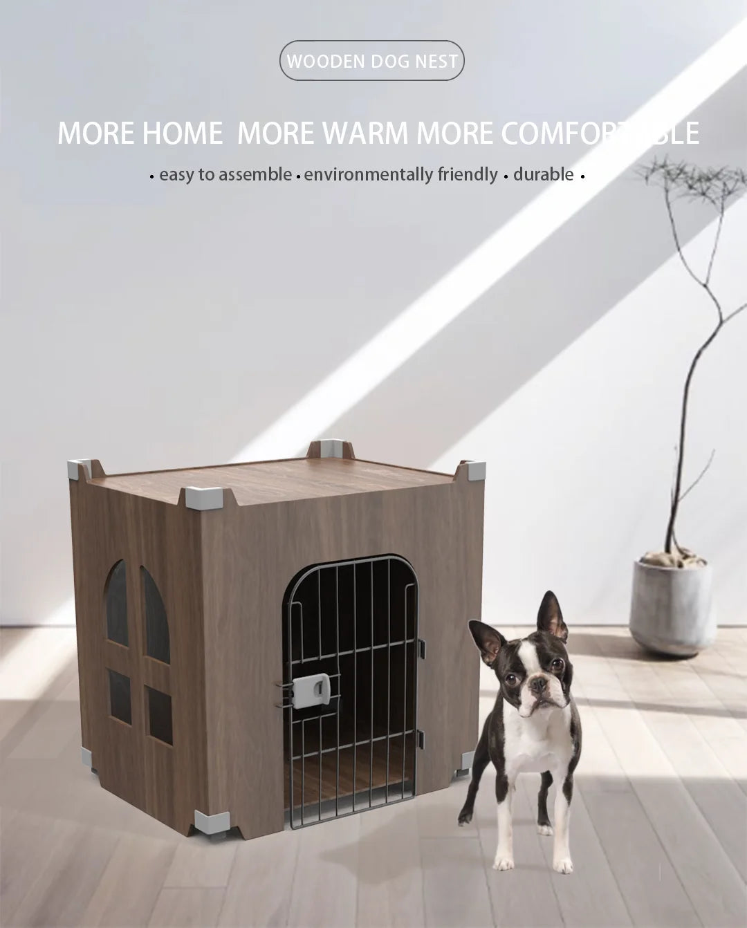 Indoor Modern Wooden Dogs House Pet Cage With Door For Sale