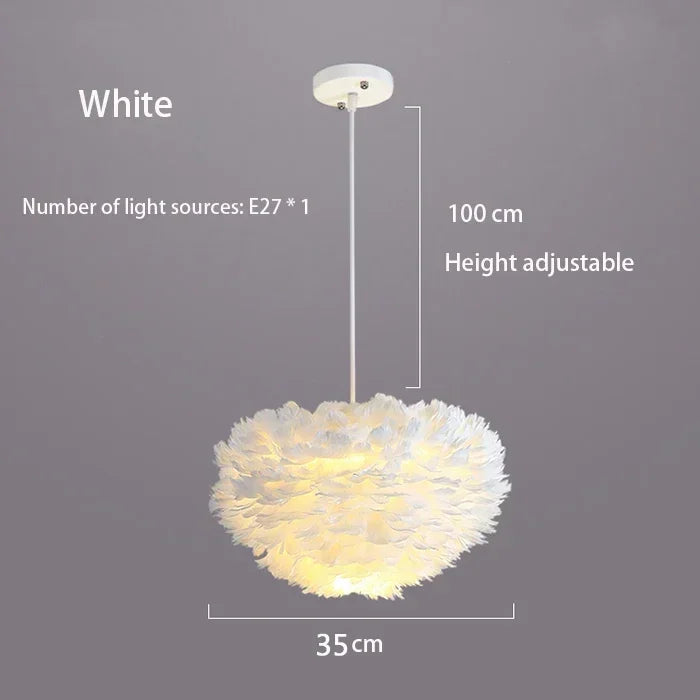 Feather Chandelier Nordic Modern Living Bedroom Ceiling Lighting Warm Dining Room Lamp Clothing Cafe Coffee Shop