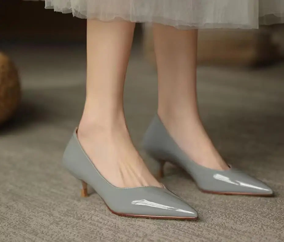 Shoes for Woman Blue Women's Summer Footwear Black Formal with Medium Heels Stilito Chic and Elegant Genuine Mark Shoe