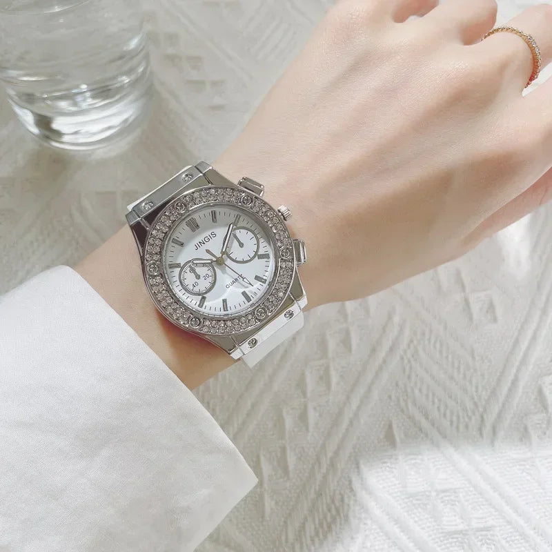 Fashion Women Watches Luxurious Brand Casual Diamond Female Rubber Quartz Wristwatches Simple Sport Clock Relogio Feminino
