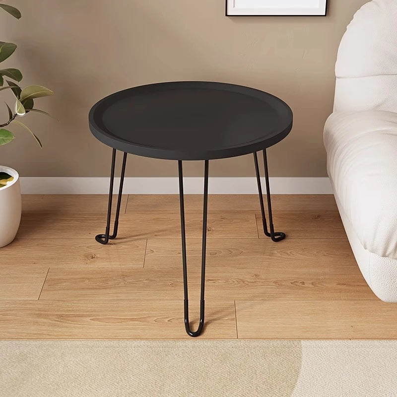 Folding small coffee table, round table, household low table, sofa, side table, balcony, outdoor courtyard, portable tea table